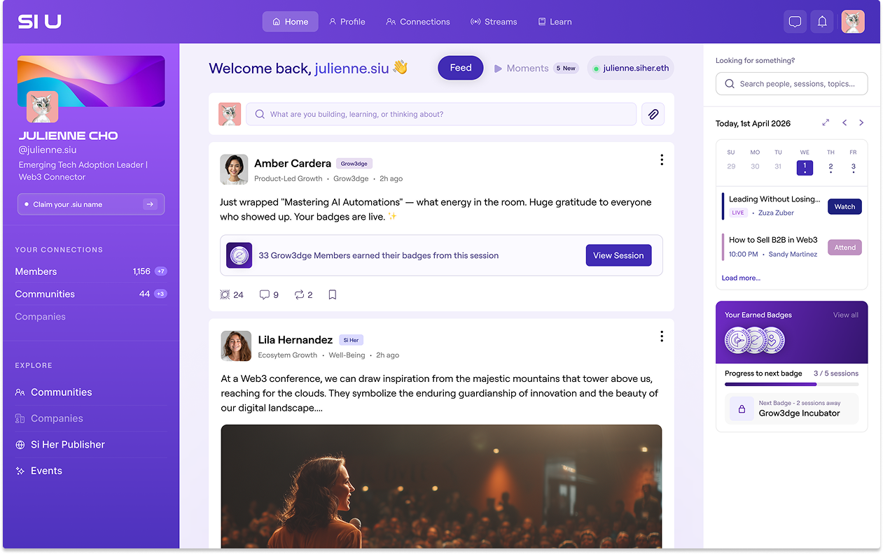 SI U social learning feed interface